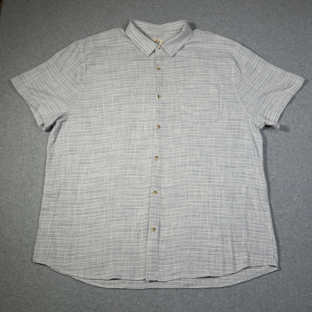 Marine Layer Stretch Selvage Short Sleeve Button Up Shirt Men's XXL Blue Stripe